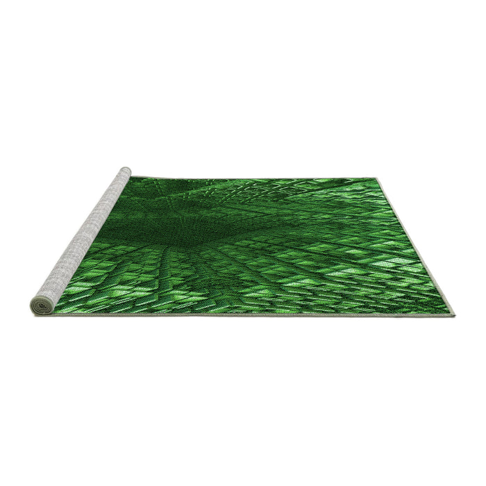Sideview of Machine Washable Transitional Deep Emerald Green Rug, wshpat1352grn