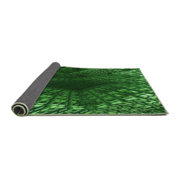 Thickness of Patterned Deep Emerald Green Rug, pat1352grn