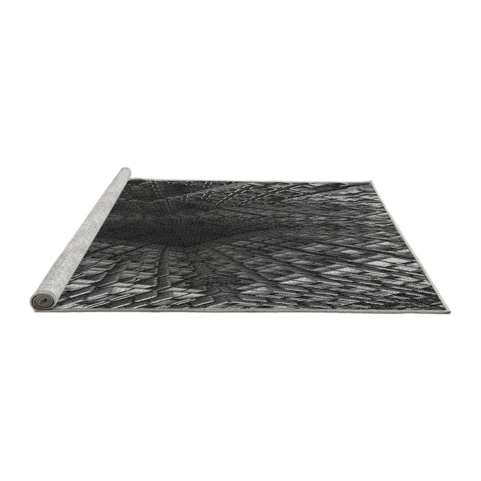 Sideview of Machine Washable Transitional Charcoal Black Rug, wshpat1352gry