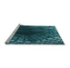 Sideview of Machine Washable Transitional Deep Teal Green Rug, wshpat1352lblu