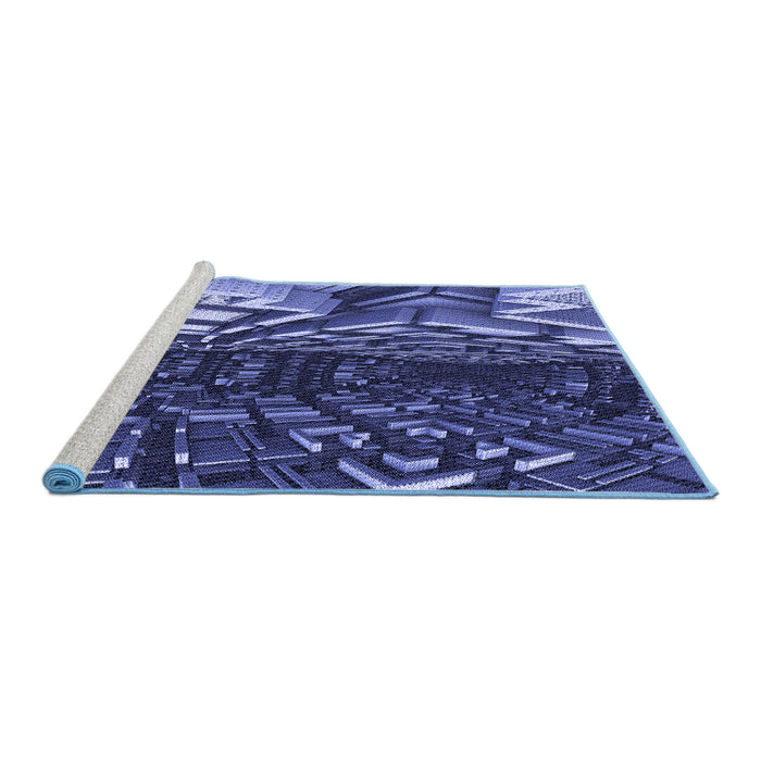 Sideview of Machine Washable Transitional Light Slate Blue Rug, wshpat1353blu