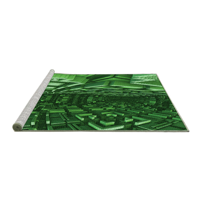 Sideview of Machine Washable Transitional Deep Emerald Green Rug, wshpat1353grn