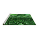 Sideview of Machine Washable Transitional Deep Emerald Green Rug, wshpat1353grn