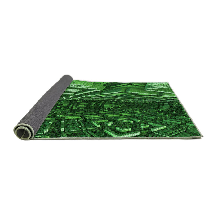 Thickness of Patterned Deep Emerald Green Rug, pat1353grn