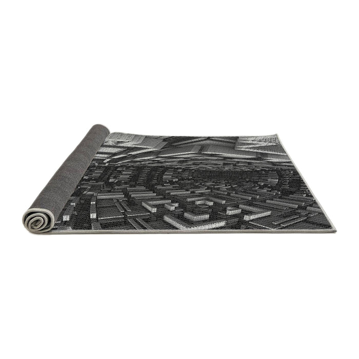 Thickness of Patterned Charcoal Black Rug, pat1353gry