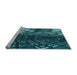 Sideview of Machine Washable Transitional Deep-Sea Blue Rug, wshpat1353lblu