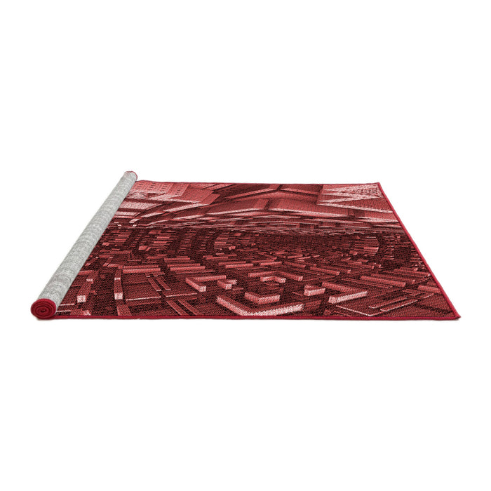 Sideview of Machine Washable Transitional Dark Red Rug, wshpat1353rd