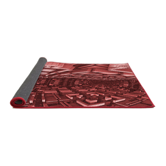 Thickness of Patterned Dark Red Rug, pat1353rd