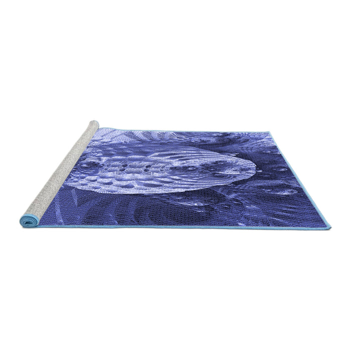 Sideview of Machine Washable Transitional Sky Blue Rug, wshpat1354blu