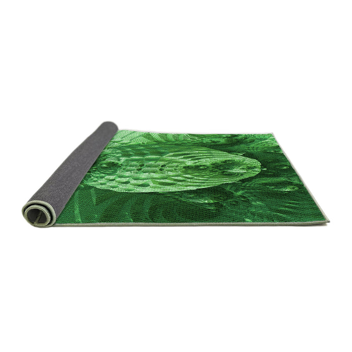 Thickness of Patterned Deep Emerald Green Rug, pat1354grn