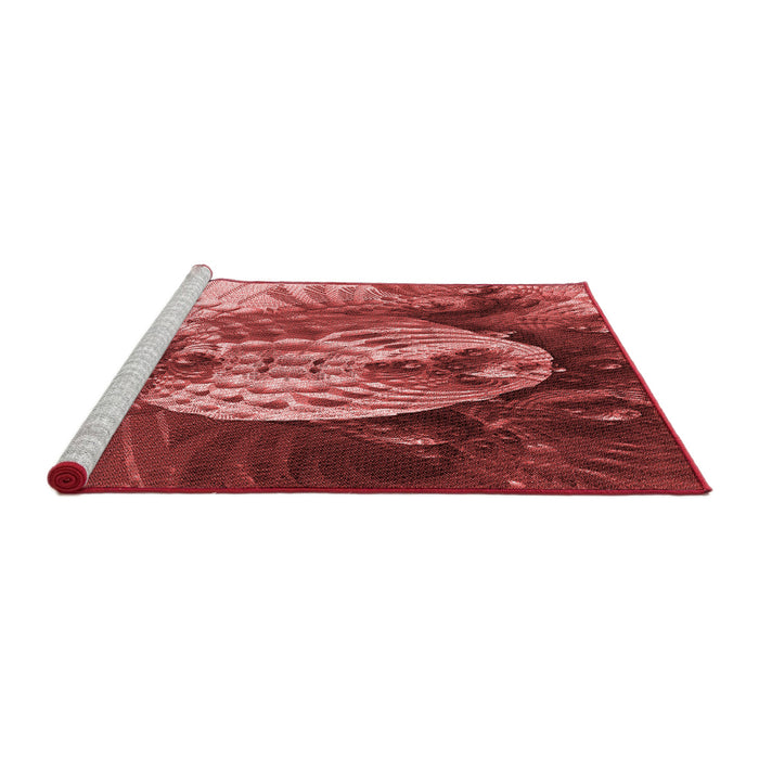 Sideview of Machine Washable Transitional Cranberry Red Rug, wshpat1354rd