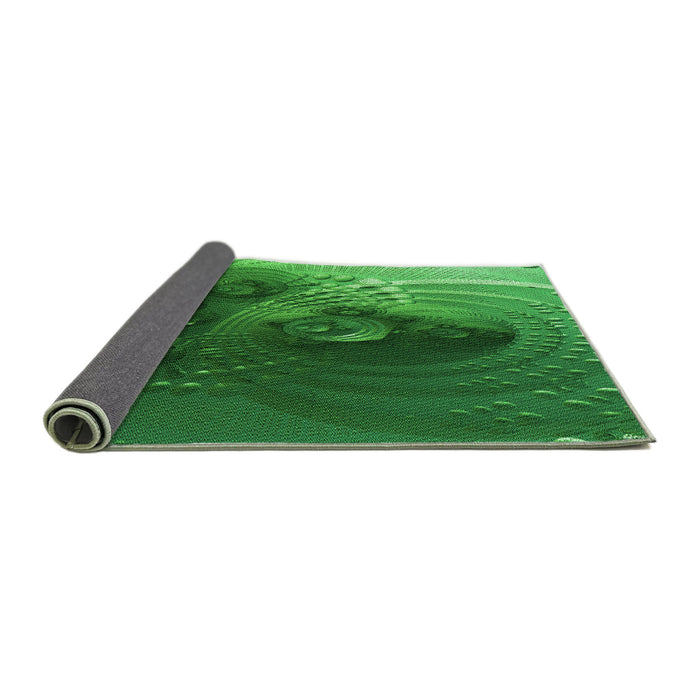 Thickness of Patterned Deep Emerald Green Rug, pat1355grn
