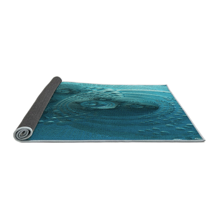 Thickness of Patterned Teal Green Rug, pat1355lblu