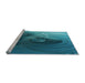 Sideview of Machine Washable Transitional Teal Green Rug, wshpat1355lblu