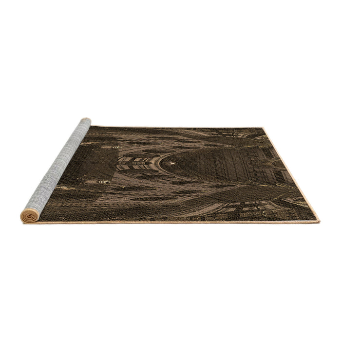 Sideview of Machine Washable Transitional Red Brown Rug, wshpat1356brn