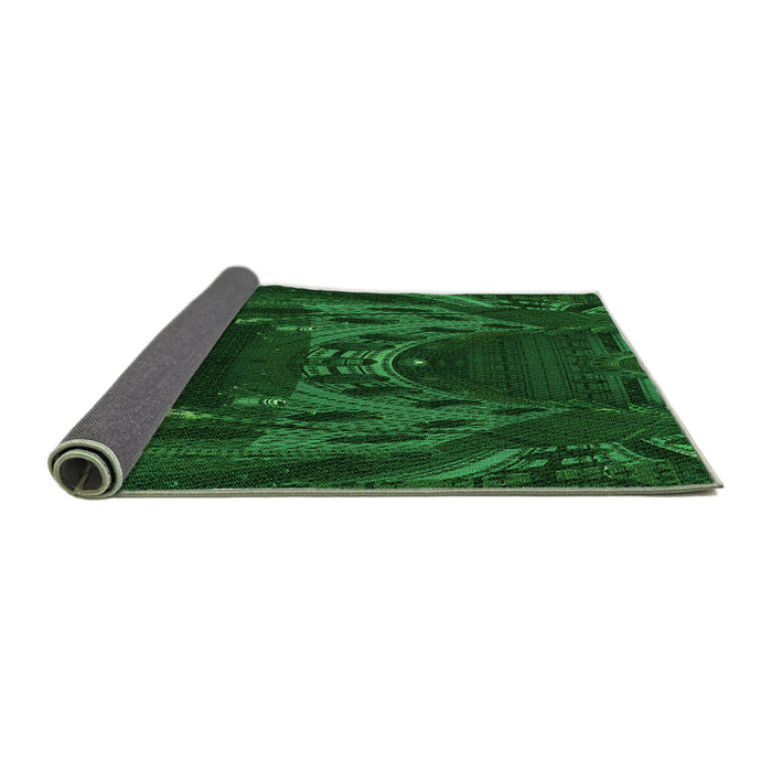 Thickness of Patterned Dark Forest Green Rug, pat1356grn
