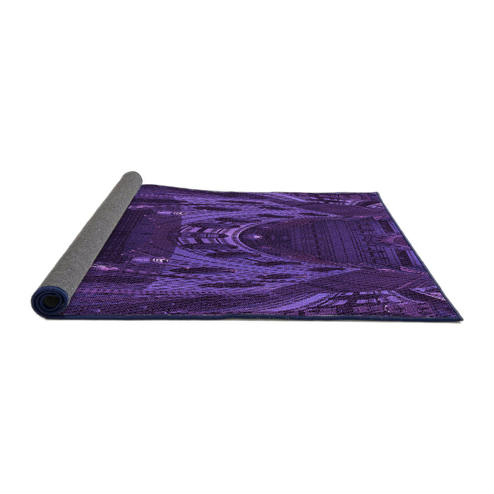 Thickness of Patterned Midnight Blue Rug, pat1356pur