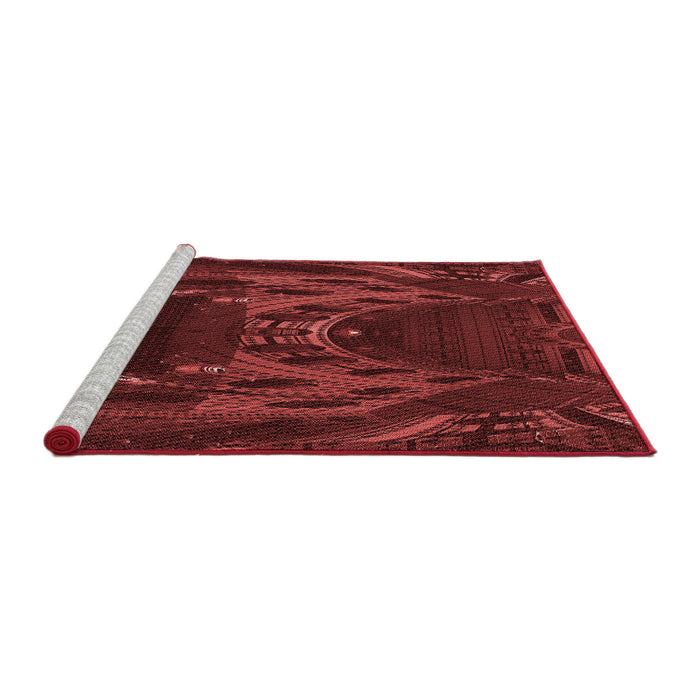Sideview of Machine Washable Transitional Red Rug, wshpat1356rd