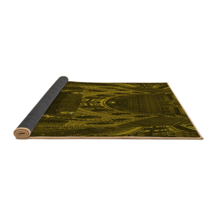 Thickness of Patterned Dark Yellow Green Rug, pat1356yw