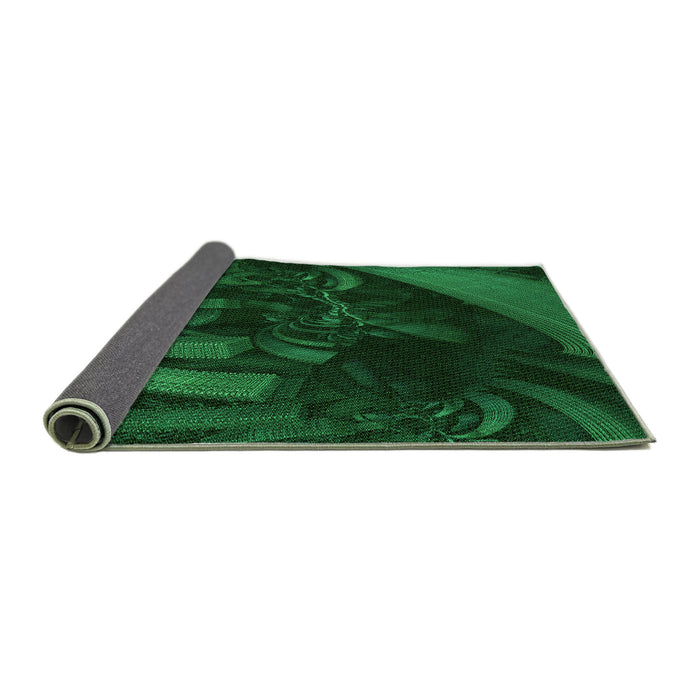 Thickness of Patterned Dark Forest Green Rug, pat1357grn