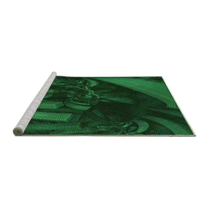 Sideview of Machine Washable Transitional Dark Forest Green Rug, wshpat1357grn