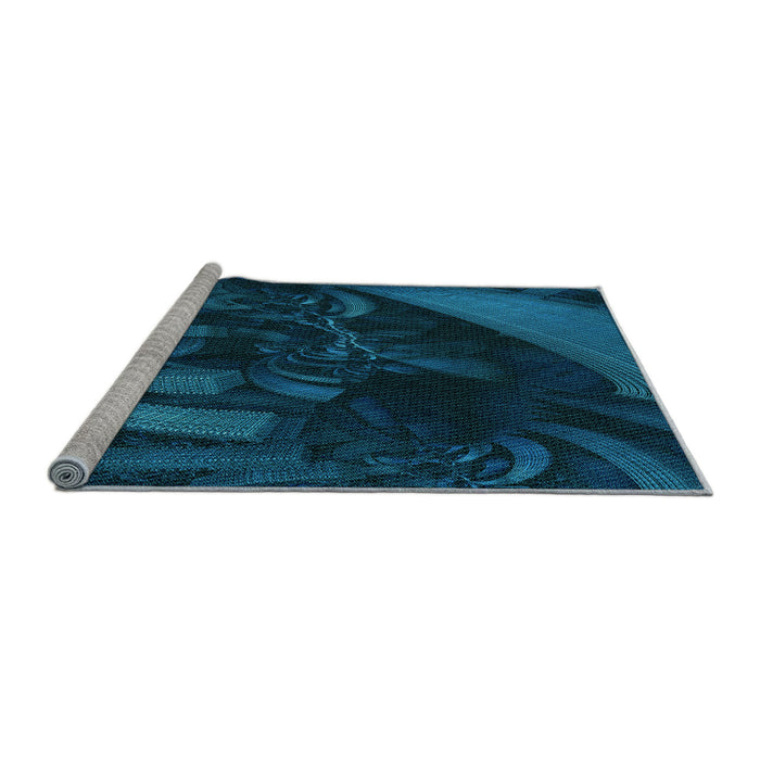 Sideview of Machine Washable Transitional Deep-Sea Blue Rug, wshpat1357lblu
