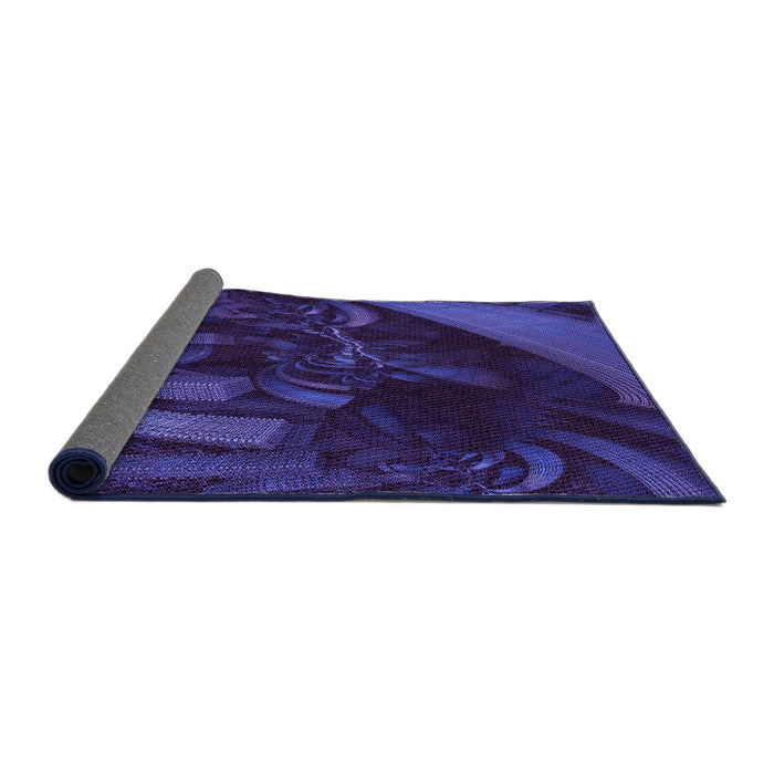 Thickness of Patterned Midnight Blue Rug, pat1357pur