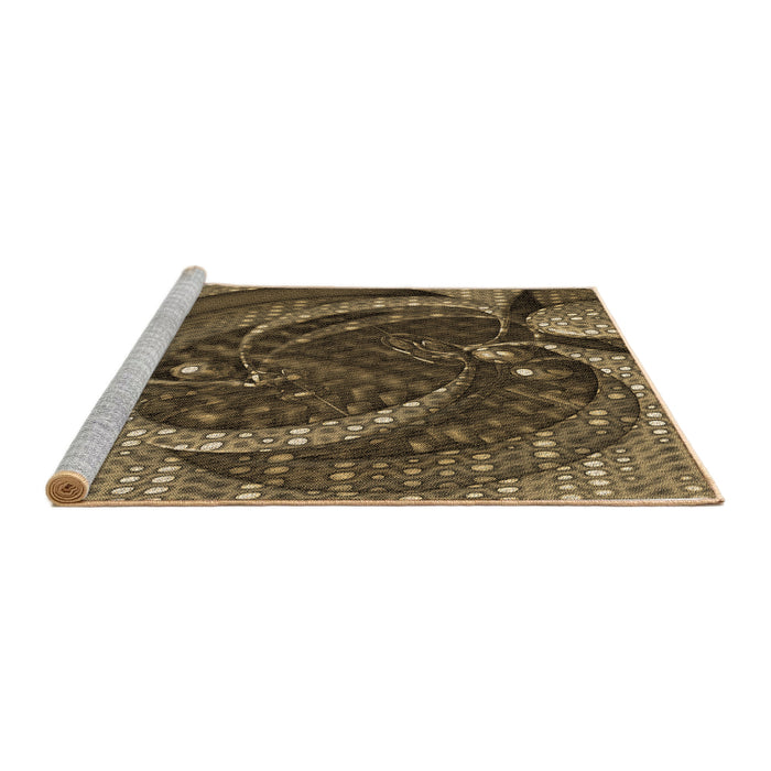 Sideview of Machine Washable Transitional Copper Brown Rug, wshpat1358brn