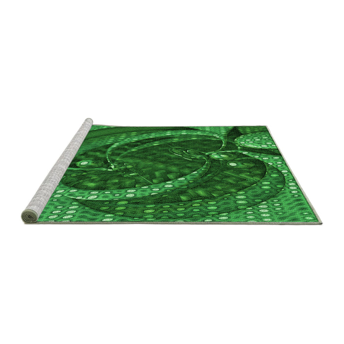 Sideview of Machine Washable Transitional Deep Emerald Green Rug, wshpat1358grn