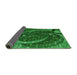 Thickness of Patterned Deep Emerald Green Rug, pat1358grn