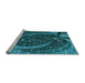 Sideview of Machine Washable Transitional Dark Turquoise Green Rug, wshpat1358lblu