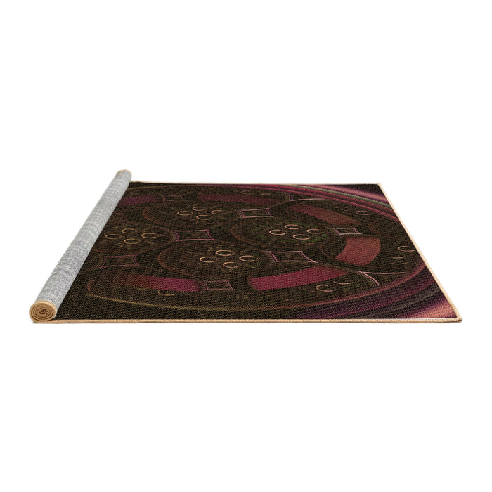 Sideview of Machine Washable Transitional Black Brown Rug, wshpat1359brn