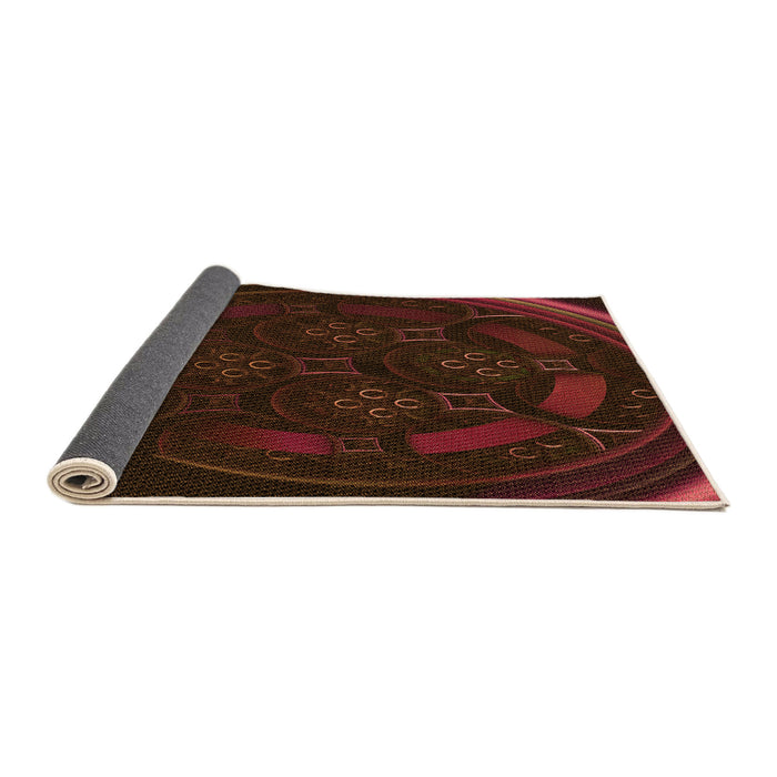 Thickness of Patterned Red Brown Rug, pat1359org