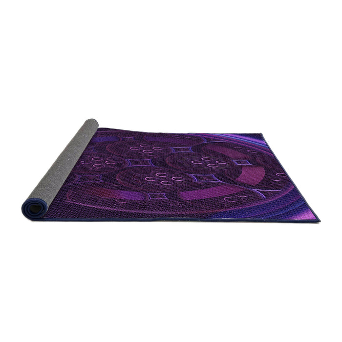 Thickness of Patterned Deep Purple Rug, pat1359pur