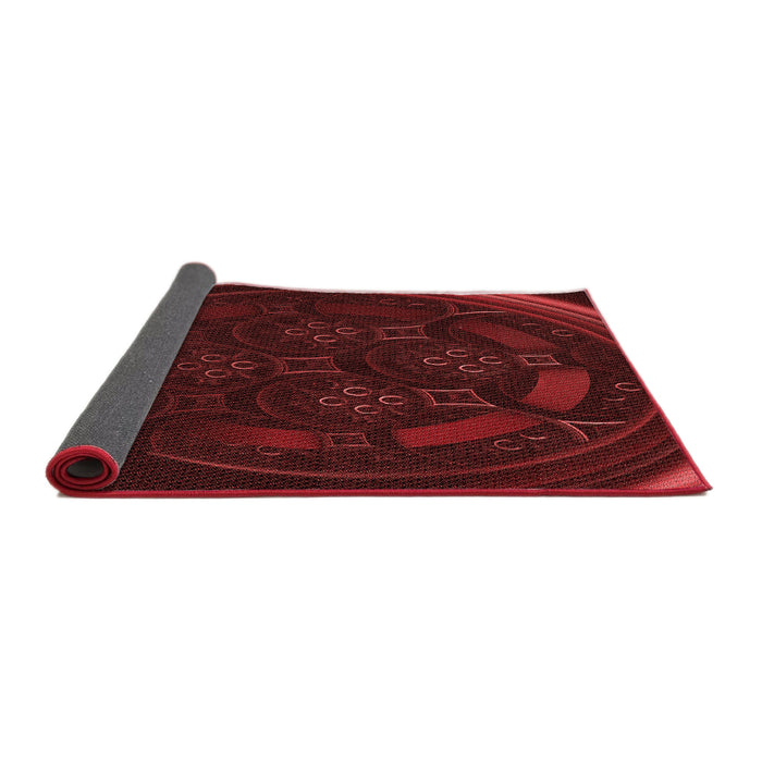 Thickness of Patterned Saffron Red Rug, pat1359rd