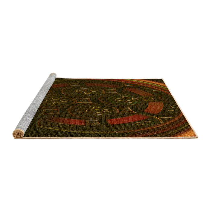 Sideview of Machine Washable Transitional Dark Bronze Brown Rug, wshpat1359yw