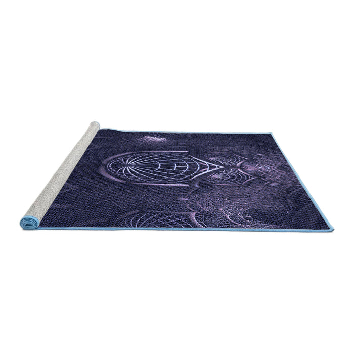 Sideview of Machine Washable Transitional Deep Periwinkle Purple Rug, wshpat1360blu