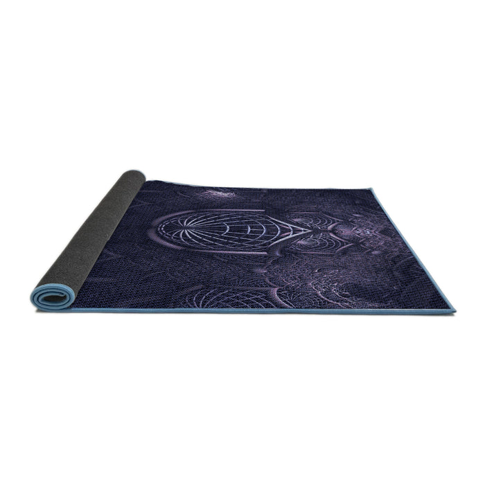 Thickness of Patterned Deep Periwinkle Purple Rug, pat1360blu