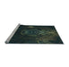 Sideview of Machine Washable Transitional Midnight Gray Rug, wshpat1360lblu