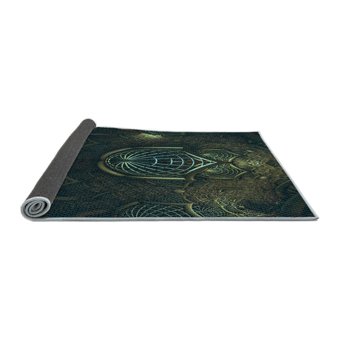 Thickness of Patterned Midnight Gray Rug, pat1360lblu