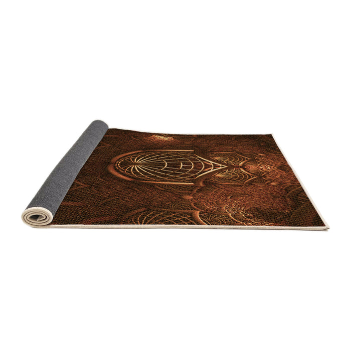 Thickness of Patterned Mahogany Brown Rug, pat1360org