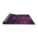 Thickness of Patterned Dark Magenta Purple Rug, pat1360pur