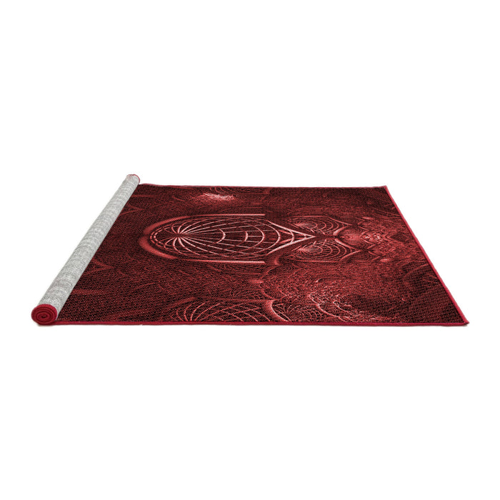 Sideview of Machine Washable Transitional Fire Brick Red Rug, wshpat1360rd