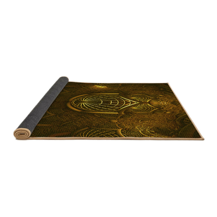 Thickness of Patterned Dark Bronze Brown Rug, pat1360yw