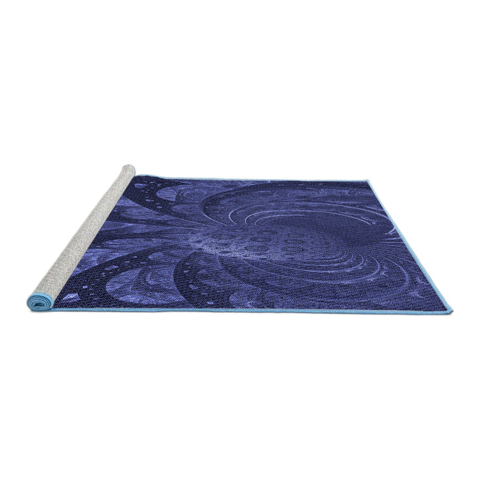 Sideview of Machine Washable Transitional Royal Blue Rug, wshpat1361blu