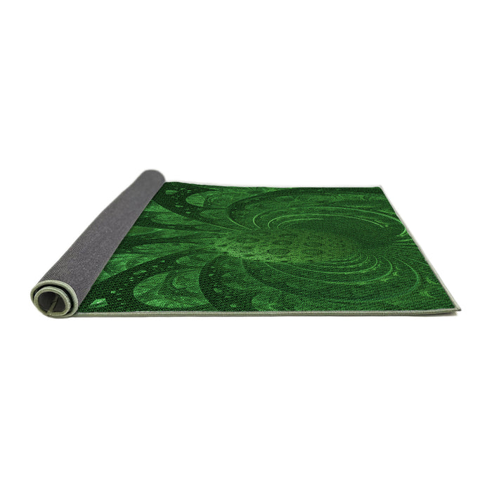 Thickness of Patterned Deep Emerald Green Rug, pat1361grn