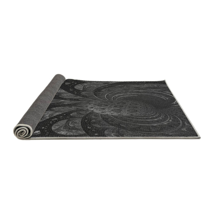 Thickness of Patterned Charcoal Black Rug, pat1361gry