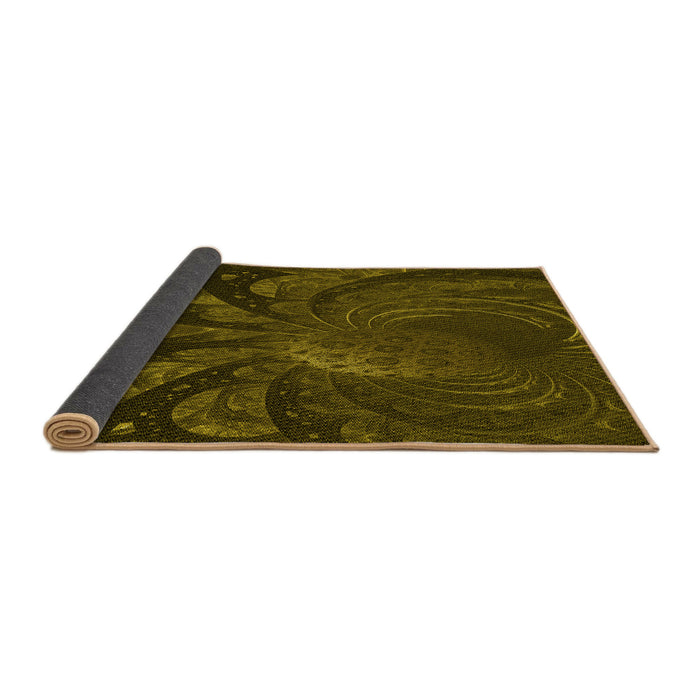 Thickness of Patterned Dark Yellow Green Rug, pat1361yw