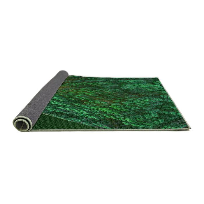 Thickness of Patterned Dark Forest Green Rug, pat1362grn