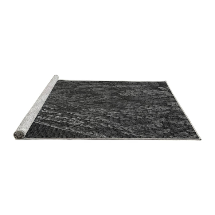 Sideview of Machine Washable Transitional Charcoal Black Rug, wshpat1362gry